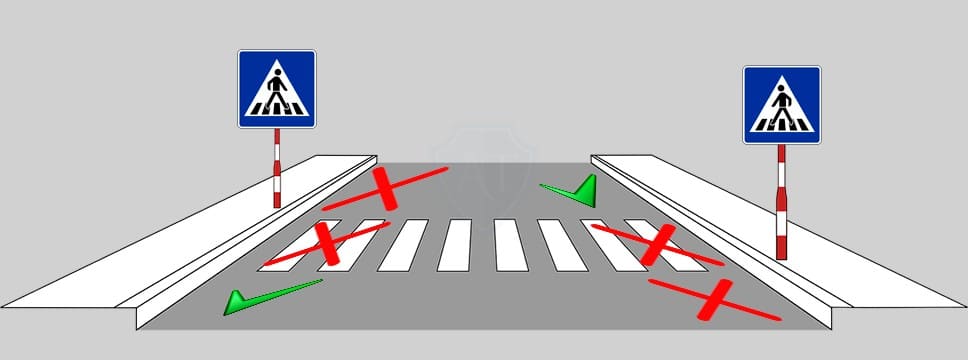 На каком расстоянии до и после перехода остановка разрешена